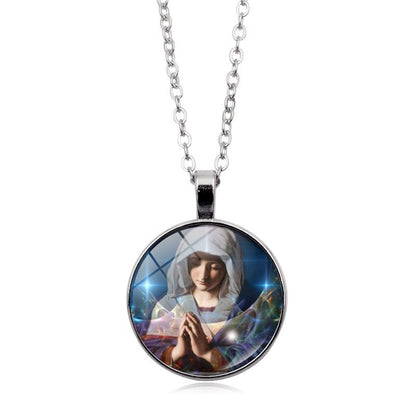 Women's Jesus Time Gem Cabochon Vintage Sweater Necklaces