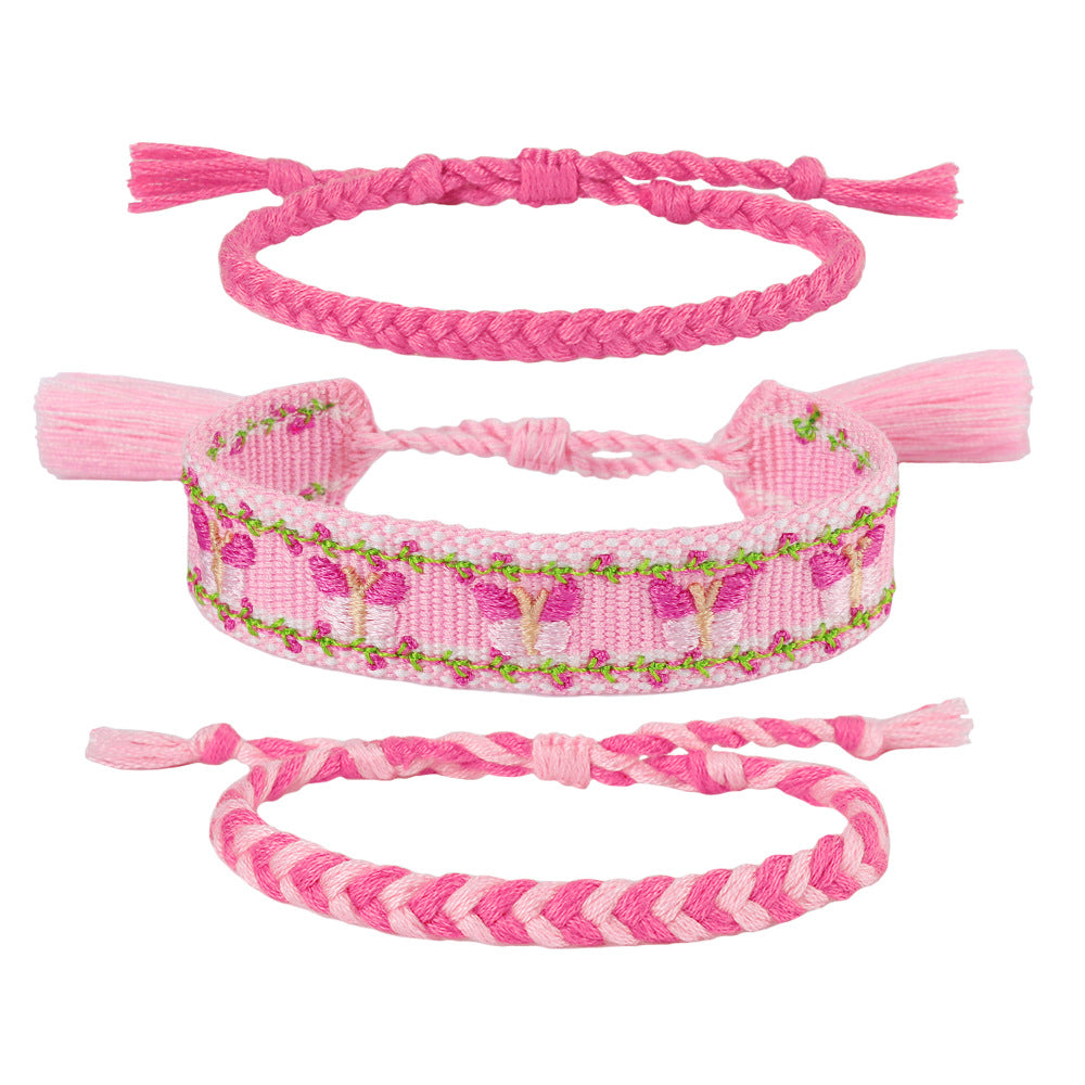 Women's Handmade Braided Rope Friendship Suit Fashion Letter Bracelets