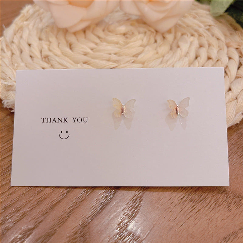 Sterling Sier Needle Three-dimensional Butterfly Suit Combination Simple Earrings