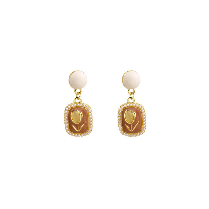 Pearl Opal Tulip Female Gentle Light Earrings