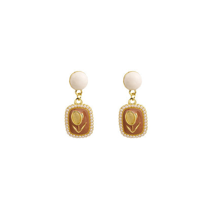 Pearl Opal Tulip Female Gentle Light Earrings