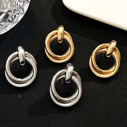 Exaggerated Geometry Female Style Alloy Winding Earrings