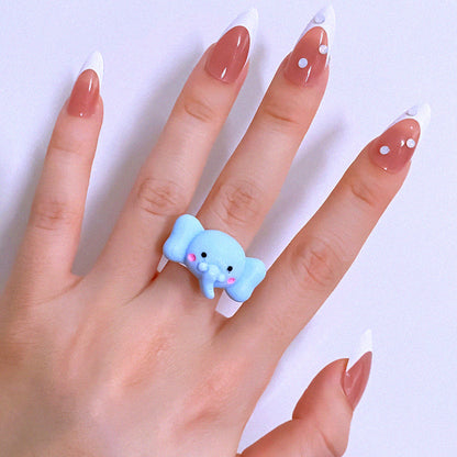 Animal Bear Frog Rabbit Elephant Resin Creative Rings