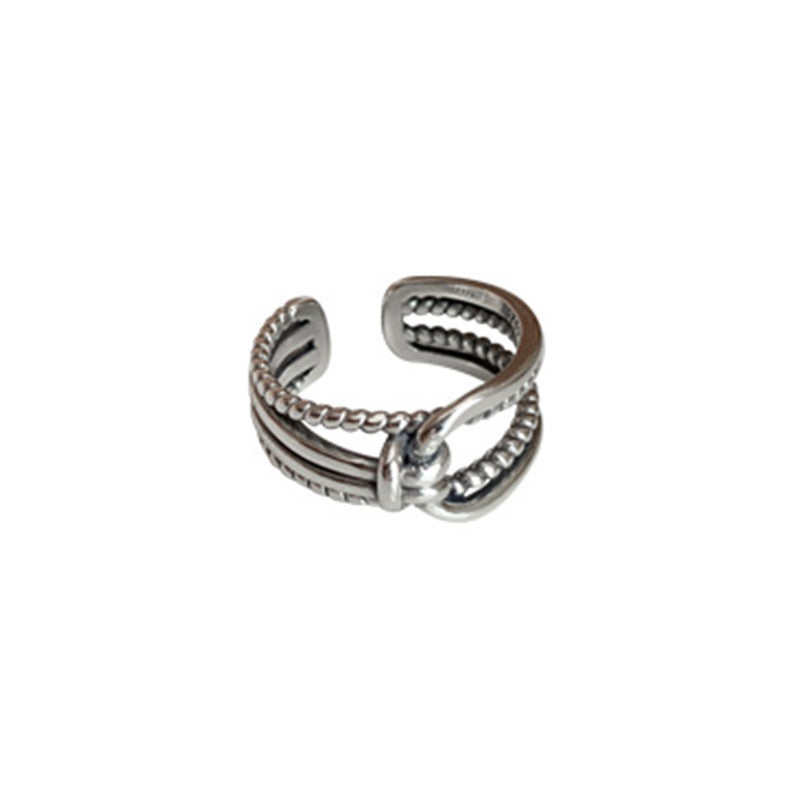 Women's Sier Thai Retro Combined Set Trendy Rings