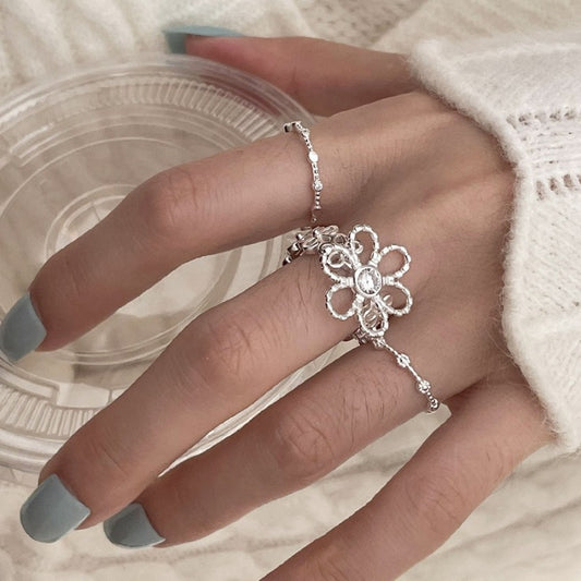 Sweet Cutout Flower Female Exquisite Elegant Gentle Temperament Open Rings