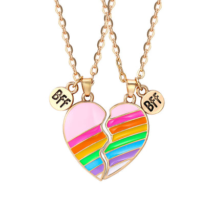 Women's Rainbow Burger Fries Fashion Heart-shaped Good Necklaces