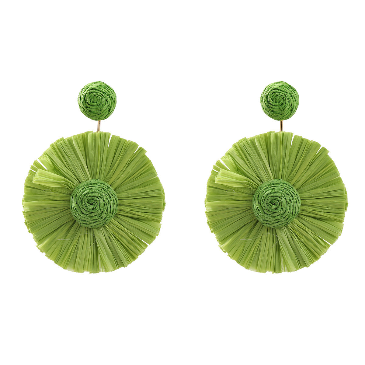 Women's Raffia Round Flower Woven Bohemian Eardrops Earrings