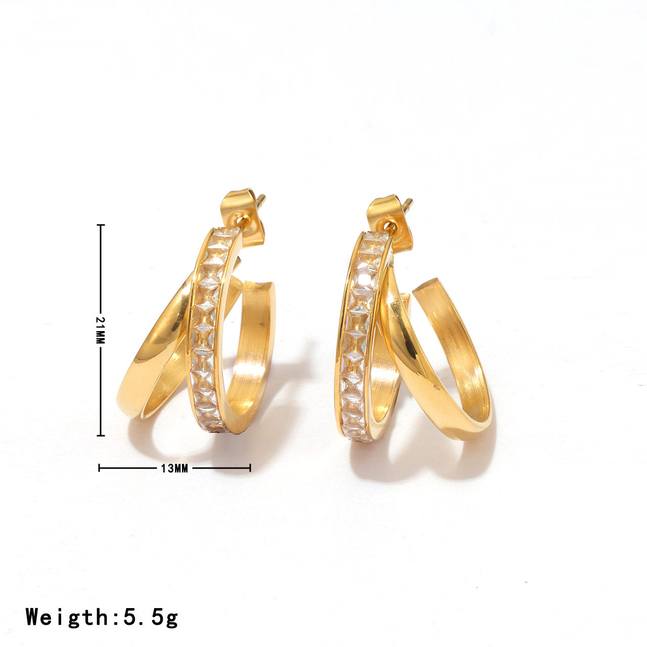 Women's Vintage Inlaid Zircon Temperament Trendy Cold Earrings