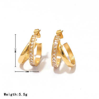 Women's Vintage Inlaid Zircon Temperament Trendy Cold Earrings