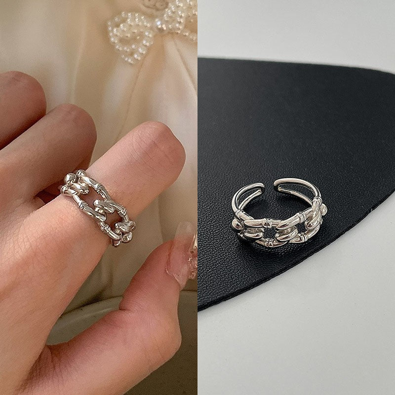 Line Cross Cord For Braiding Female Simple Irregular Wide Rings