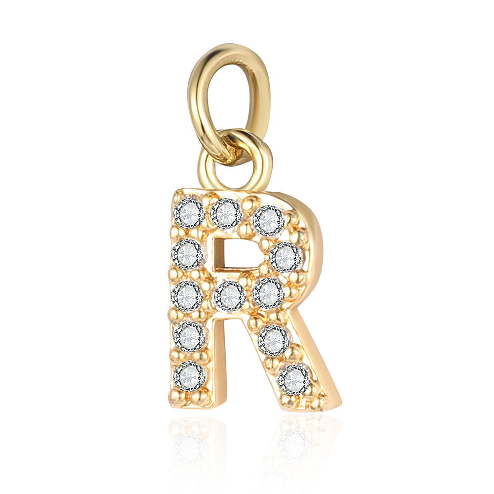 English Letters Copper Zircon Ornaments Accessories Yellow Gold Pendants