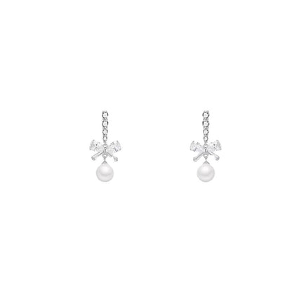 Light Luxury Minority Bow Pearl Graceful Earrings