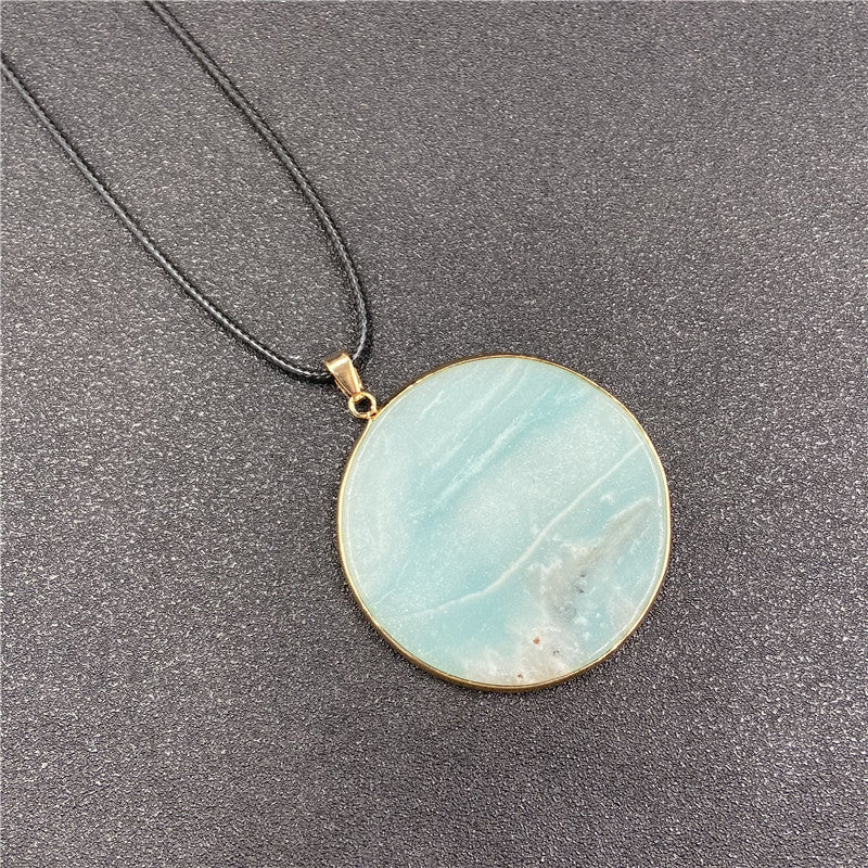 Crystal Round Aventurine Turquoise Wafer Graceful Pendants