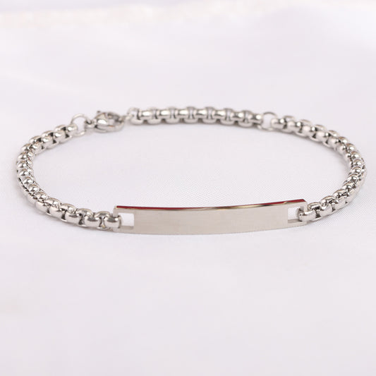 Simple Glossy Curved Pearl Chain Stainless Steel Bracelets