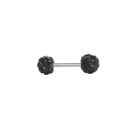 Full Diamond Dumbbell Fully Jeweled Ball Earrings