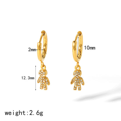 Stainless Steel Inlaid Zircon Love Eight Awn Earrings