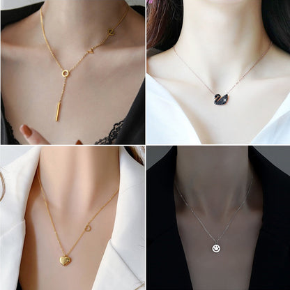 Colorfast Black Swan Female Clavicle Chain Necklaces