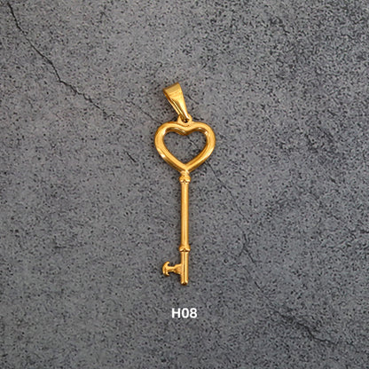 Titanium Steel Vintage Peach Heart Key Pendants