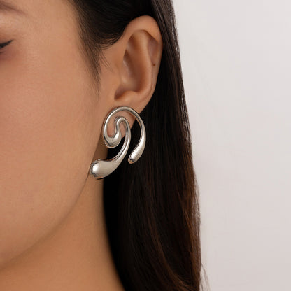 Ornament High-grade Circular Geometric Irregular Metal Earrings