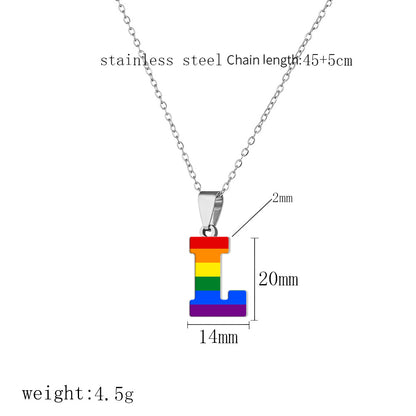 Women's Color Rainbow Letter Printing Titanium Steel Stainless Pendants