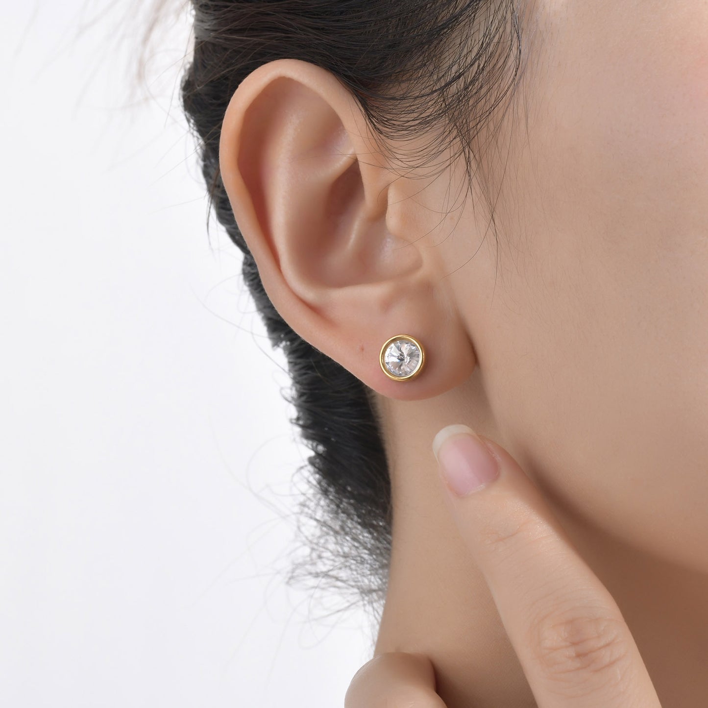 Women's Fashion Korean Jewelry Stainless Steel Zircon Earrings