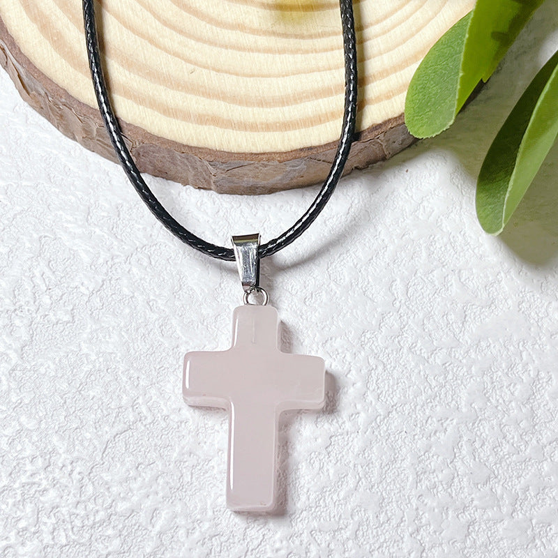 Crystal Cross Fashion Ornament Accessories Leather Rope Pendants