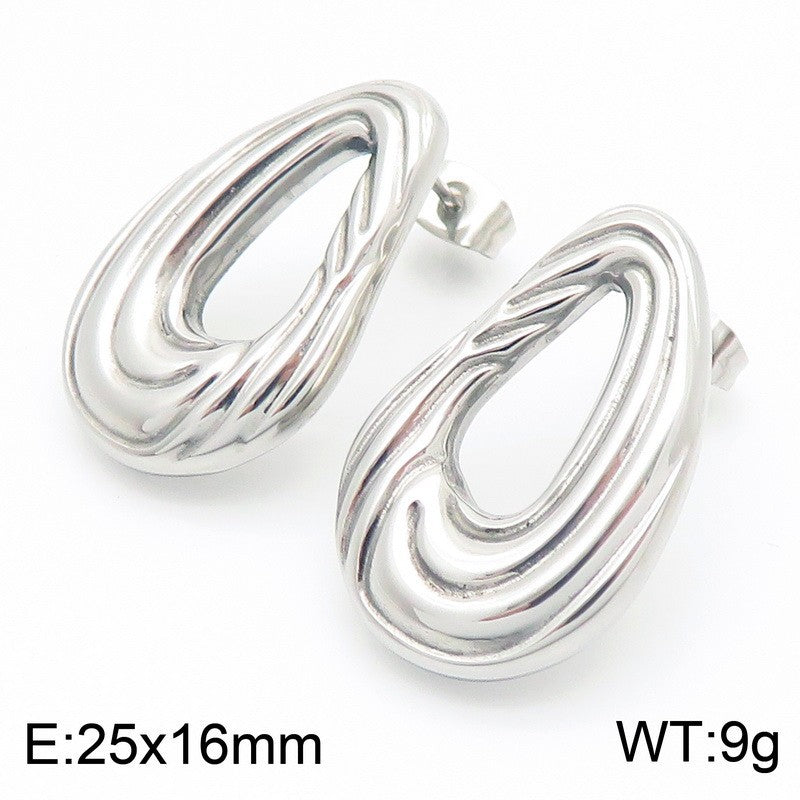 Stainless Steel Line Design Water Drop Earrings