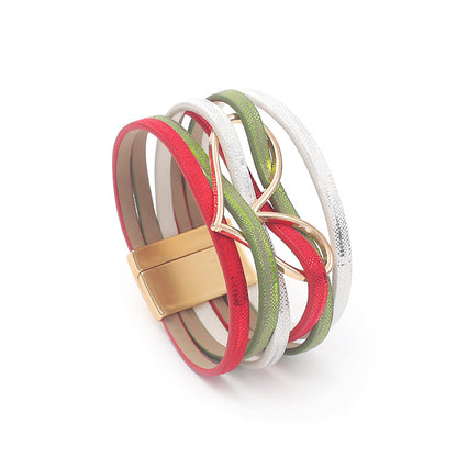 Women's High Quality Leather Fashion Love Heart Color Bracelets