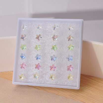 Five-pointed Star Plum Blossom Color Crystal Earrings