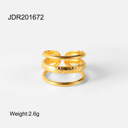 Ding Ornament Gold Stainless Steel Open Rings
