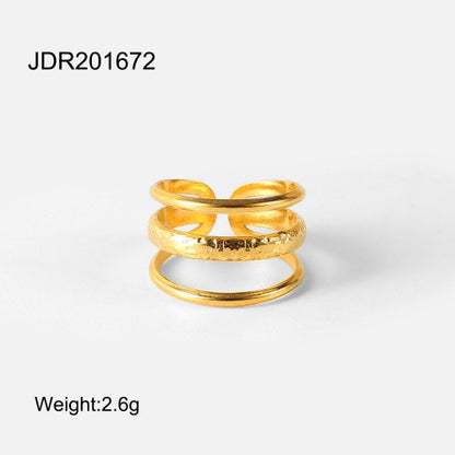 Ding Ornament Gold Stainless Steel Open Rings