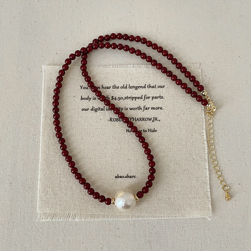 Women's Small Pieces Of Sier Beaded Twin Necklaces