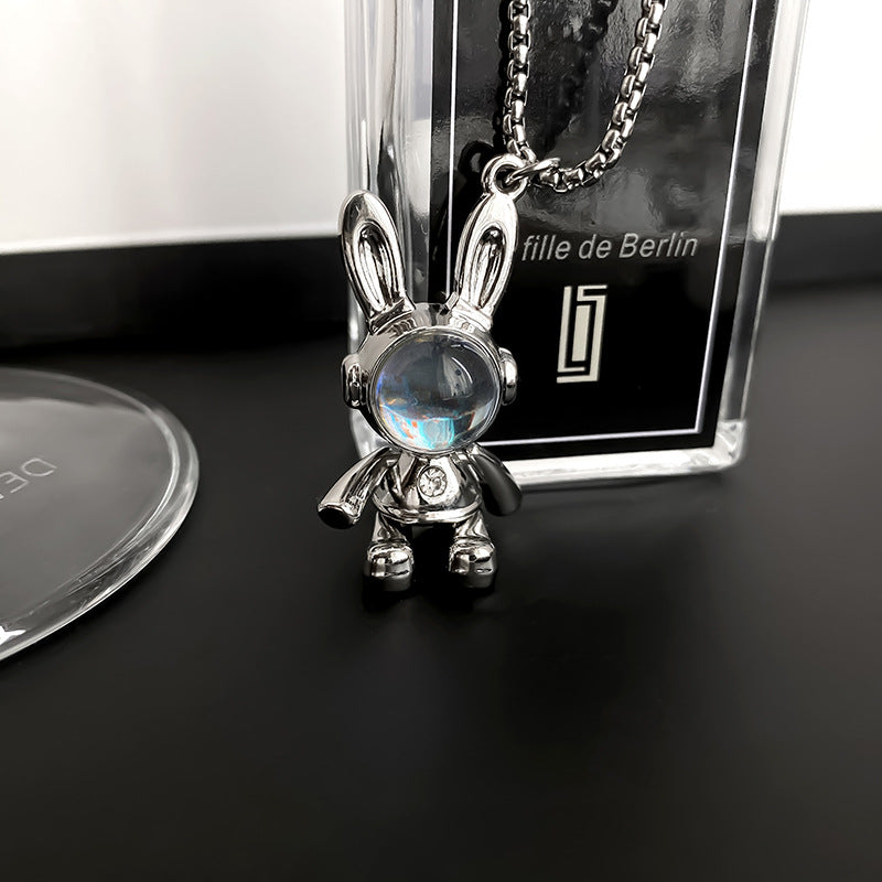 Women's & Men's Colorful Fantasy Mechanical Rabbit Titanium Steel Necklaces