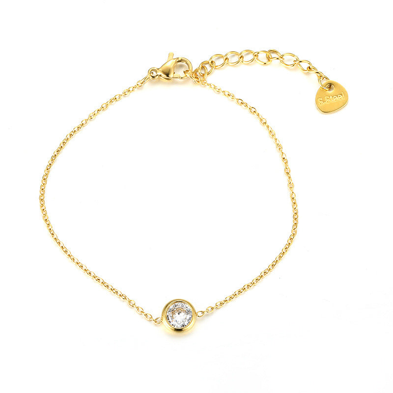 Women's Gold-plated Stainless Steel Colorful Zircon Fashion Bracelets