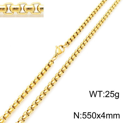 Women's & Men's Stainless Steel Square Pearl Chain Titanium Card Necklaces