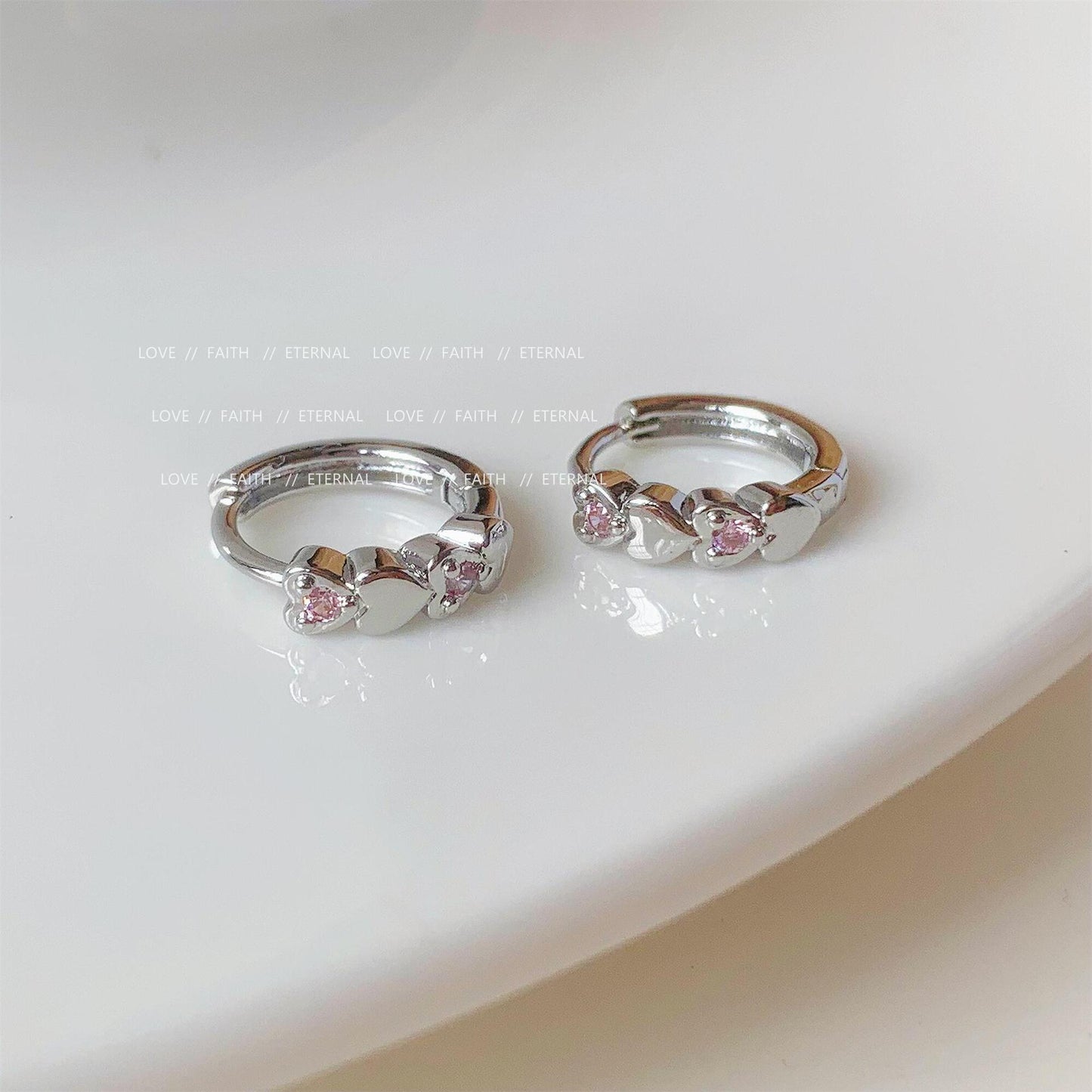 Women's Zirconium Tide Loving Heart Zircon Ear Clip Simple Earrings