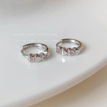 Women's Zirconium Tide Loving Heart Zircon Ear Clip Simple Earrings