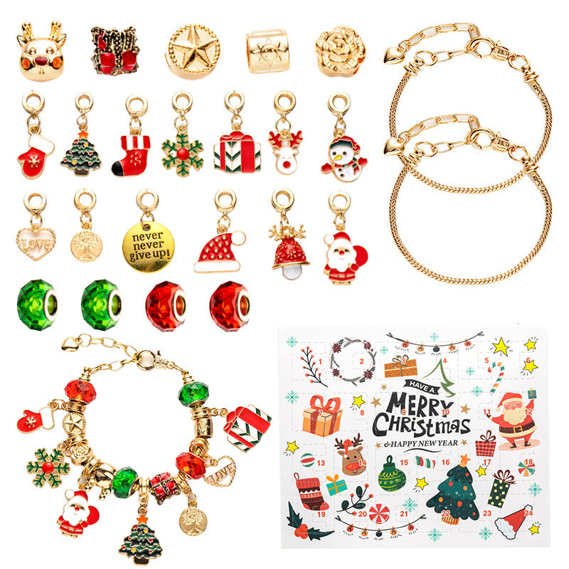 Children's Christmas Blind Box Poke Beaded Calendar Advent Bracelets