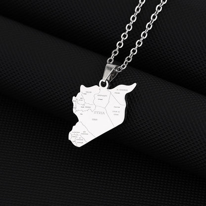 Women's & Men's Syrian Free Army Map Flag For Necklaces