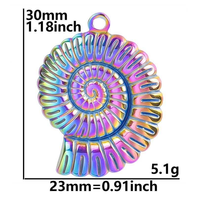 Colorful Golden Spiral Ornament Accessories Stainless Pendants