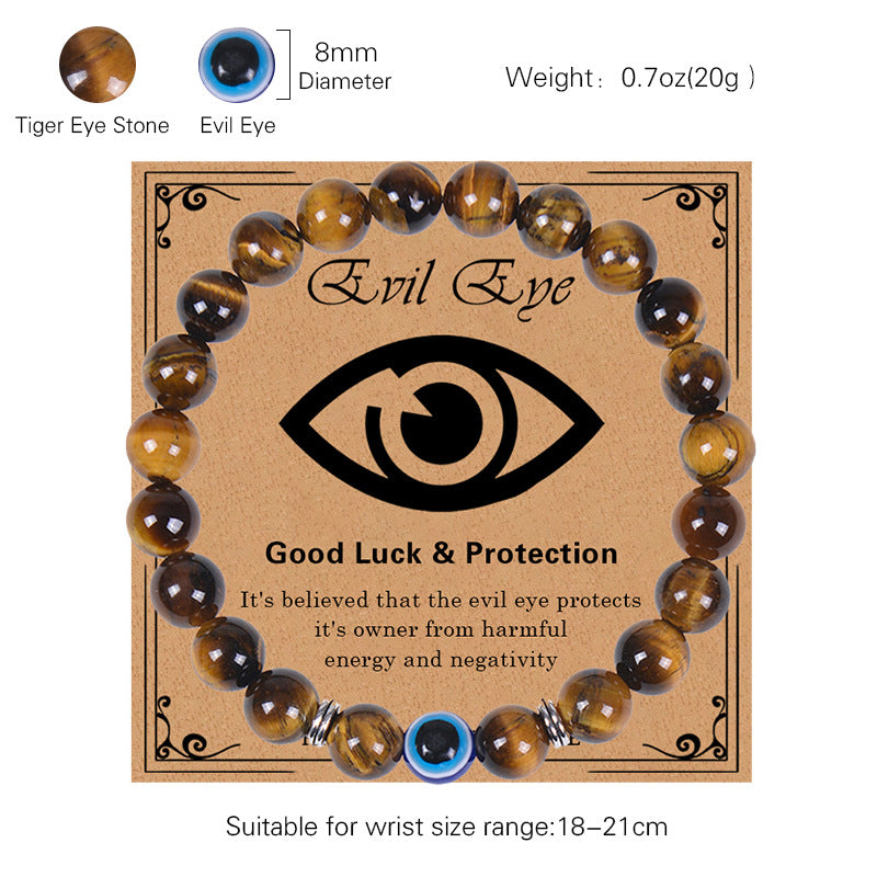 Evil Eye Natural Tigereye Devil Beaded Bracelets