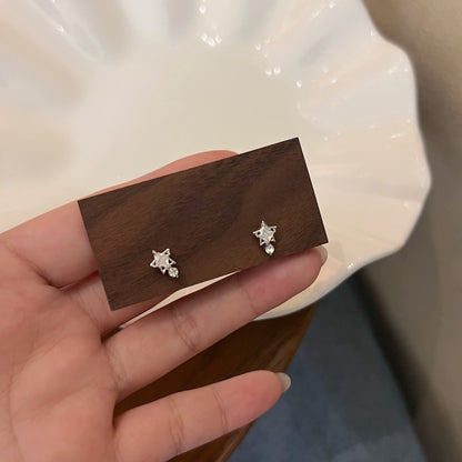 Star Zircon Earings Set Simple Versatile Personality Ear Bone Rings