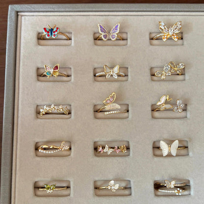 Glazed Butterfly Female Western Style Design High Sense Unique Rings