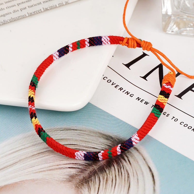 Bohemian Style Cotton Linen Fabric Woven Simple Friendship Bracelets