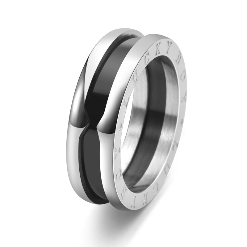 Men's Fashion Titanium Steel Melamine Three-in-one Combined Rings