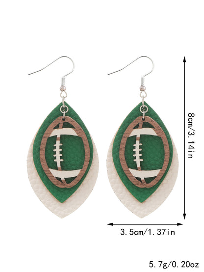 Sports Style Rugby Brown Leopard Print Earrings