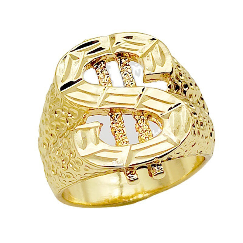 Men's Coffee Billion Ornament Gold Plated Domineering Rings