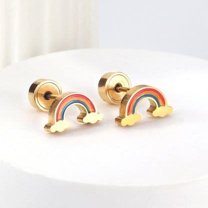 Simple Sweet Temperament Rainbow Clouds Ear Earrings