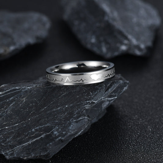 Ecg Couple Male Female Little Finger Rings