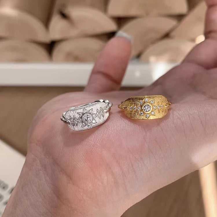 Women's Can Shield Handmade Brushed French Retro Apollo Rings